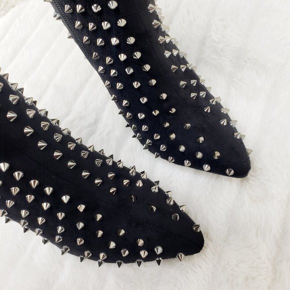 Sexy 4.5" High Heel Silver Spiked Ankle Boots - Picture 14 of 16